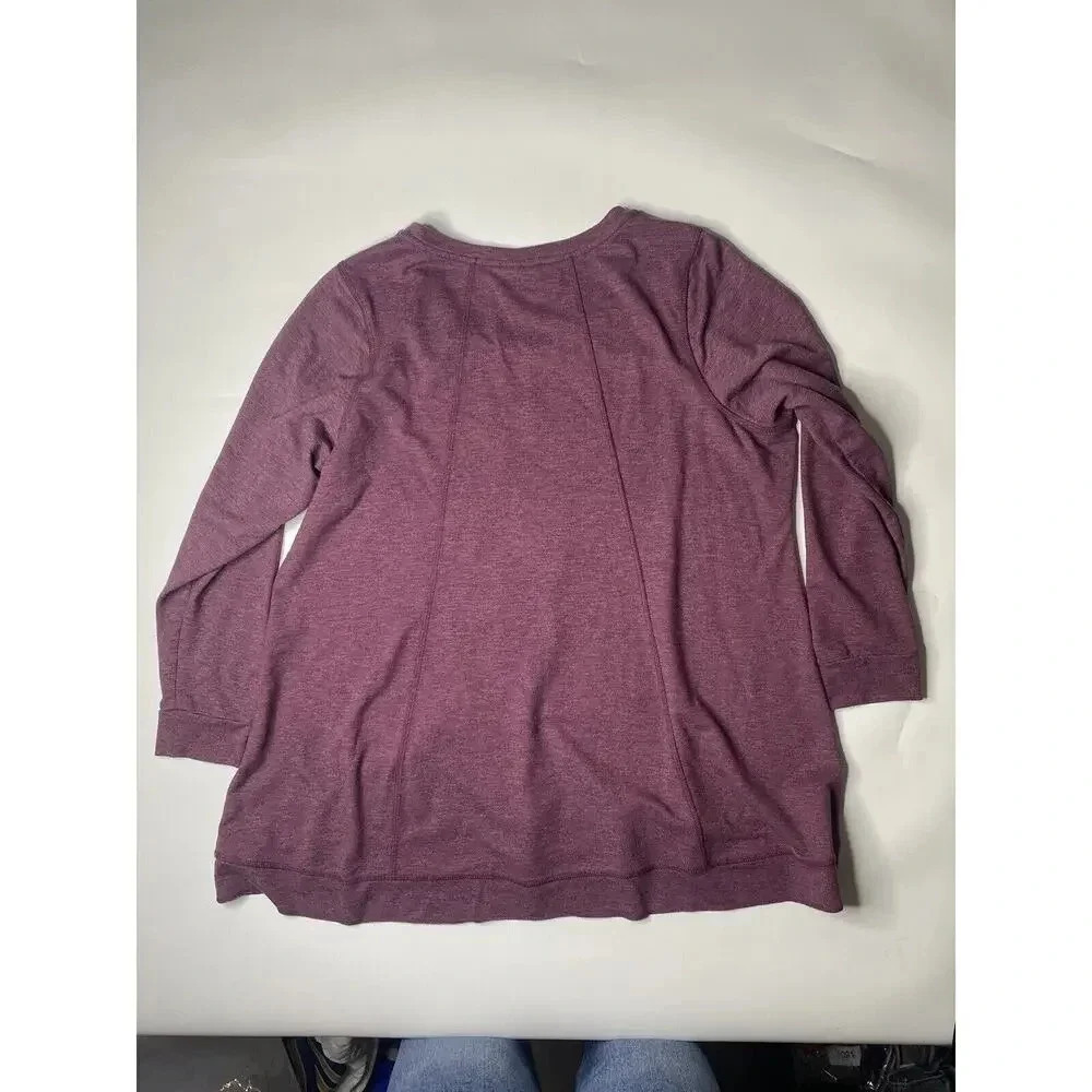Logo By Lori Goldstein Tunic Top Long Sleeve Burgundy Red Pocket Womens 1X - Picture 5 of 5